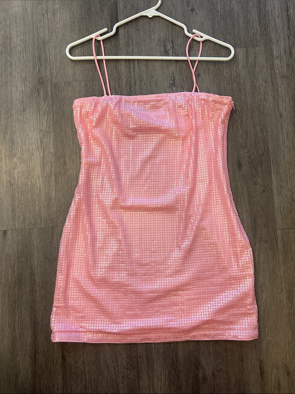 Missguided Pink Sequin Strappy Mini Dress